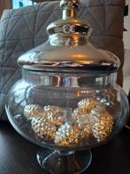 Decoratieve glazen pot met zilveren deksel, Ophalen, Zo goed als nieuw