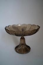 vintage schaal voet tazza rookkleurig fumi persglas glas., Ophalen of Verzenden