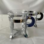 Vintage Bodum Chambord theeglas – met 2 chromen houders, Gebruikt, Ophalen of Verzenden, Overige stijlen, Overige materialen