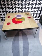 retro seventies tegeltableau salontafel, Huis en Inrichting, Tafels | Salontafels, 50 tot 100 cm, Minder dan 50 cm, Gebruikt, Rechthoekig