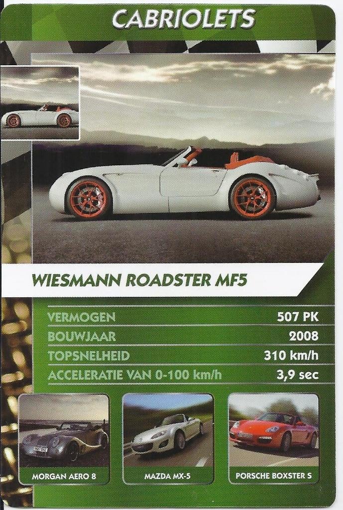 W2716 autokaartje wiesmann roadster mf5, Ophalen of Verzenden, Zo goed als nieuw, Auto's