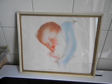 BABY SCHILDERIJ PRENT BESSIE PEASE GUTMANN IN OUDE LIJST beschikbaar voor biedingen