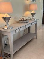 Side tafel met 3lades. ( kalk verf grijs), Ophalen, Koloniaals, 100 tot 150 cm, Teakhout