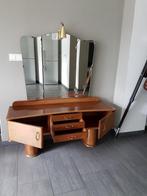 Vintage kaptafel met drieluik spiegel, Gebruikt, Hout, Ophalen