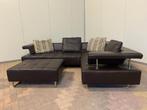 GRATIS LEVERING HEEL NL Montel Echt Leer Hoekbank met Poef, 250 tot 300 cm, Hoekbank, Leer, Ophalen of Verzenden