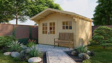 Tuinhuis met kleine luifel 4x 4 meter. hout dikte is 28mm. beschikbaar voor biedingen