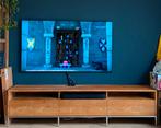 Tv meubel massief teak met rvs onderstel; kwaliteit, Ophalen of Verzenden, Zo goed als nieuw