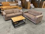 Bankstel 2.5 + 2 zit L'ancora ribstof Taupe NIEUW, Ophalen, 150 tot 200 cm, Nieuw, 75 tot 100 cm