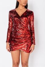 SALES! Rode pailletten avond jurk maat 42, Maat 42/44 (L), Nieuw, Ophalen of Verzenden, Boven de knie