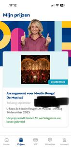2 kaarten voor moulin rouge musica, Tickets en Kaartjes, Twee personen