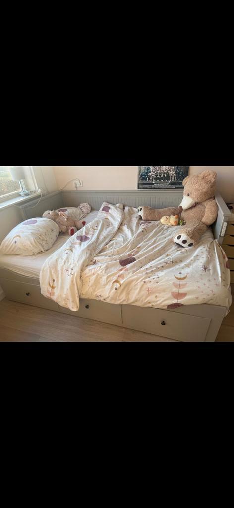 Ikea verstelbaar bed grijs, Huis en Inrichting, Slaapkamer | Bedden, Gebruikt, Twijfelaar, 90 cm, Hout, Grijs, Verstelbaar, Ophalen