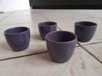 4 mini paarse bloempotjes, Tuin en Terras, Bloempotten, Rond, Binnen, Ophalen of Verzenden, Zo goed als nieuw
