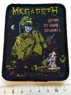 Megadeth vrij  mooie vintage 1988 patch 12 so far so good, Verzenden, Nieuw, Kleding