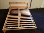 Houten bed 140 x 200 cm, Ophalen, Bruin, Tweepersoons, 140 cm