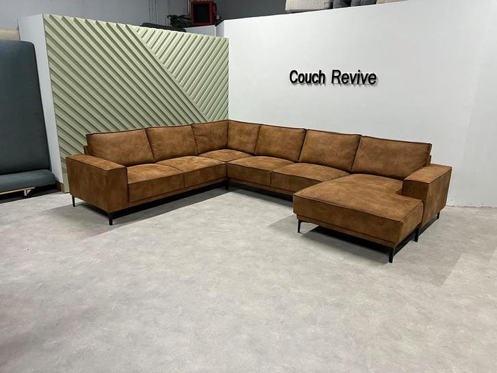 GRATIS LEVERING Z.G.A.N Cognac u-bank 340x260 Gereinigd, Huis en Inrichting, Banken | Bankstellen, Ophalen of Verzenden