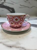Pip Studio koffie thee kop en schotel floral roze, Huis en Inrichting, Keuken | Servies, Overige stijlen, Kop(pen) en/of Schotel(s)