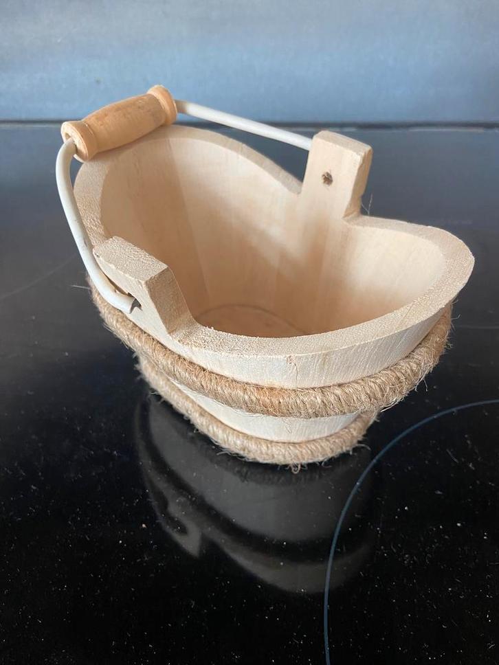 Houten Mini wastobbe mandje schaal sleutelbakje sleutelrek, Huis en Inrichting, Woonaccessoires | Schalen en Manden, Zo goed als nieuw