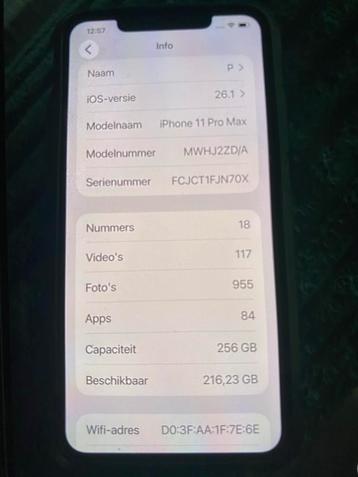 Iphone 11 pro max 256 GB met doos geen oplader beschikbaar voor biedingen