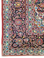 Handmade Persian wool Keshan carpet medallion 252x355cm, Persian Perzisch vintage oosters hype, Crème, Gebruikt, 200 cm of meer