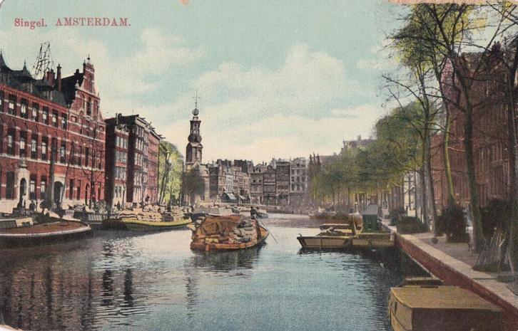amsterdam  singel boten ca 1930-1950, Verzamelen, Ansichtkaarten | Nederland, Noord-Brabant, 1920 tot 1940, Ophalen of Verzenden