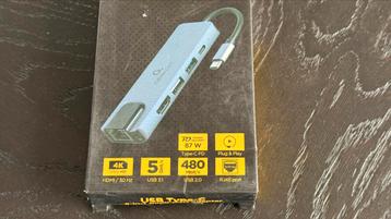 ADAPTER 5–IN-1 USB C naar USB A HUB HDMI LAN PD DOCKING beschikbaar voor biedingen