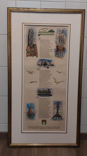 Oude prent / litho / zeefdruk    beschikbaar voor biedingen