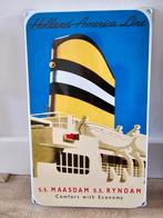 Vintage emaille Holland America Line Reclame bord €75, Verzamelen, Reclamebord, Ophalen of Verzenden, Zo goed als nieuw