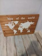 Houten wereldkaart 55x78x3 cm ophalen, Huis en Inrichting, Ophalen, Zo goed als nieuw