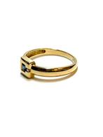18k gouden ring met een saffier en diamant, -, Ophalen of Verzenden, Dame, Goud