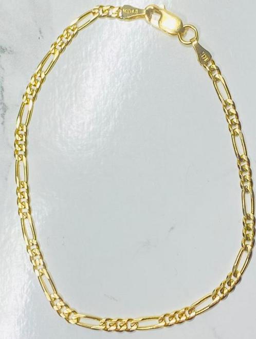 Gouden armband - figaro schakel - 14 karaat, Sieraden, Tassen en Uiterlijk, Armbanden, Zo goed als nieuw, Goud, Ophalen of Verzenden