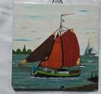 Tjalk op tegel geschilderd, Ophalen