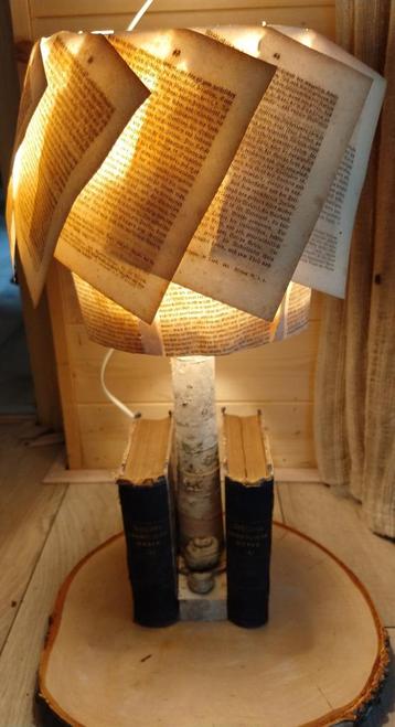 "Leeslamp" , schemerlamp, berkenhout, papier. handgemaakt.  beschikbaar voor biedingen