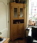 vitrinekast antieke hoekkast massief grenen, Ophalen, Met deur(en), Glas, 50 tot 100 cm