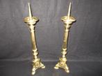 2 antieke altaar kerkkandelaars kandelaar messing 43,5 cm, Ophalen of Verzenden, Koper