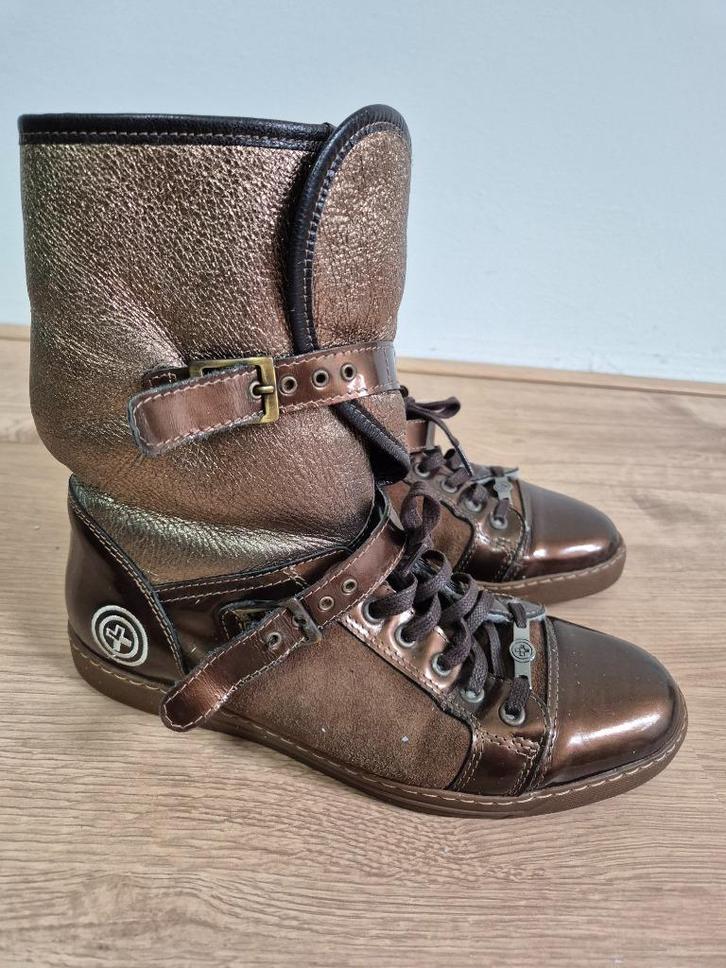 Sch141 - Bruine Gino B gevoerde laarzen maat 40 nwprijs €140, Kleding | Dames, Schoenen, Zo goed als nieuw, Hoge laarzen, Bruin