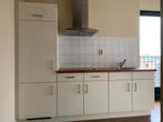 Klein wit keukenblok met houtlook werkblad 182 - 240cm breed, Kunststof, Gebruikt, Enkelwandige keuken, Wit