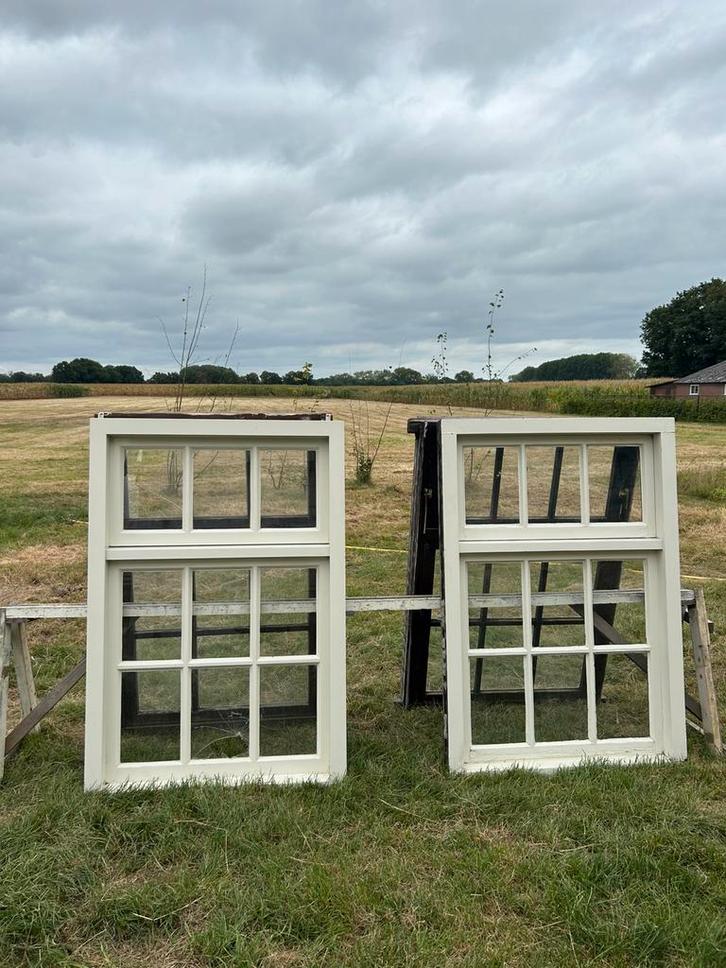 Authentieke boerderij ramen, Doe-het-zelf en Verbouw, Kozijnen en Schuifpuien, Gebruikt, Raamkozijn, Hout, 150 tot 225 cm, 75 tot 150 cm