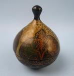 Art Deco papier mache dekseldoosje plateel beschilderd, Antiek en Kunst, Curiosa en Brocante, Ophalen of Verzenden