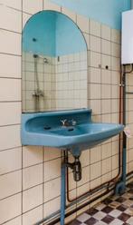 Blauwe wastafel wasbak badkamer vintage art deco stijl, Ophalen, Zo goed als nieuw
