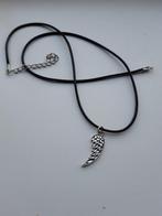 Koordketting wax zwart met hanger vleugel, Overige materialen, Verstelbaar, Verzenden, Zwart