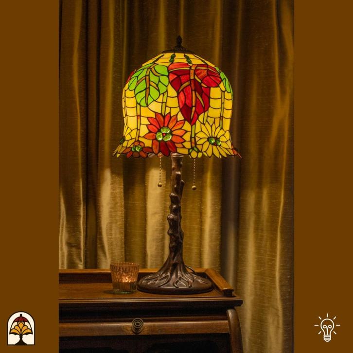 Tiffany tafellamp Luminosa - 33 cm, Huis en Inrichting, Lampen | Tafellampen, Nieuw, 50 tot 75 cm, Glas, Ophalen of Verzenden