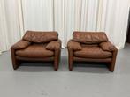 2x Cassina Maralunga Fauteuil leer, Ophalen, Gebruikt, Leer, 75 tot 100 cm