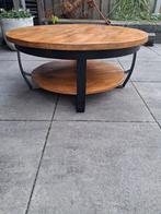 Zwarte  salontafel van mangohout merk Goossens.Ø90cm, Ophalen, 50 tot 100 cm, Rond, 50 tot 100 cm