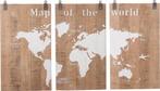 Houten wereldkaart 3 luik, Schilderij, 125 cm of meer, Zo goed als nieuw, Ophalen