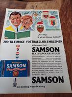 Advertentie van Samson shag Niemeyer voetbalemblemen 1961, Verzamelen, Rookartikelen, Aanstekers en Luciferdoosjes, Ophalen of Verzenden