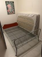 Vintage Twijfelaar Bed + Nachtkastje '50/'60, Ophalen, Gebruikt, Twijfelaar, 120 cm