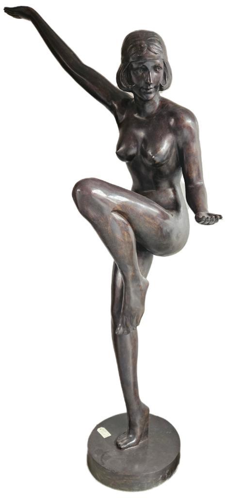 BRONZNE ART-DECO NAAKTE LEVNSGROTE DAME OPRUIMPRIJS WEG IS!!, Tuin en Terras, Tuinbeelden, Nieuw, Mensenbeeld, Overige materialen