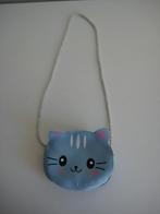 Tasje 13x10 cm lichtblauw kattengezicht poes kitten ZGAN, Ophalen of Verzenden, Zo goed als nieuw