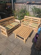 Pallet Loungeset - Banken & Tafel, Ophalen, Gebruikt, Rechthoekig, Hout