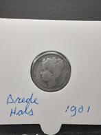 25 cent 1901 koningin Wilhelmina brede hals, Zilver, 25 cent, Ophalen of Verzenden, Koningin Wilhelmina
